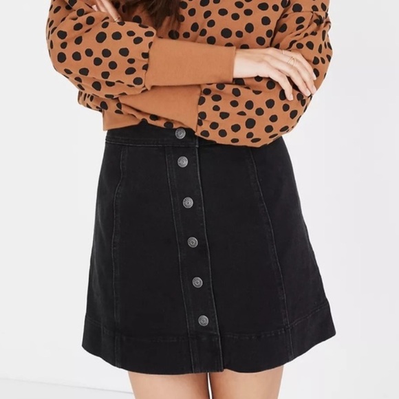 Madewell Dresses & Skirts - Madewell Metropolis Snap Button Denim Jean Mini Skirt Size 2 Rawley Black H2310